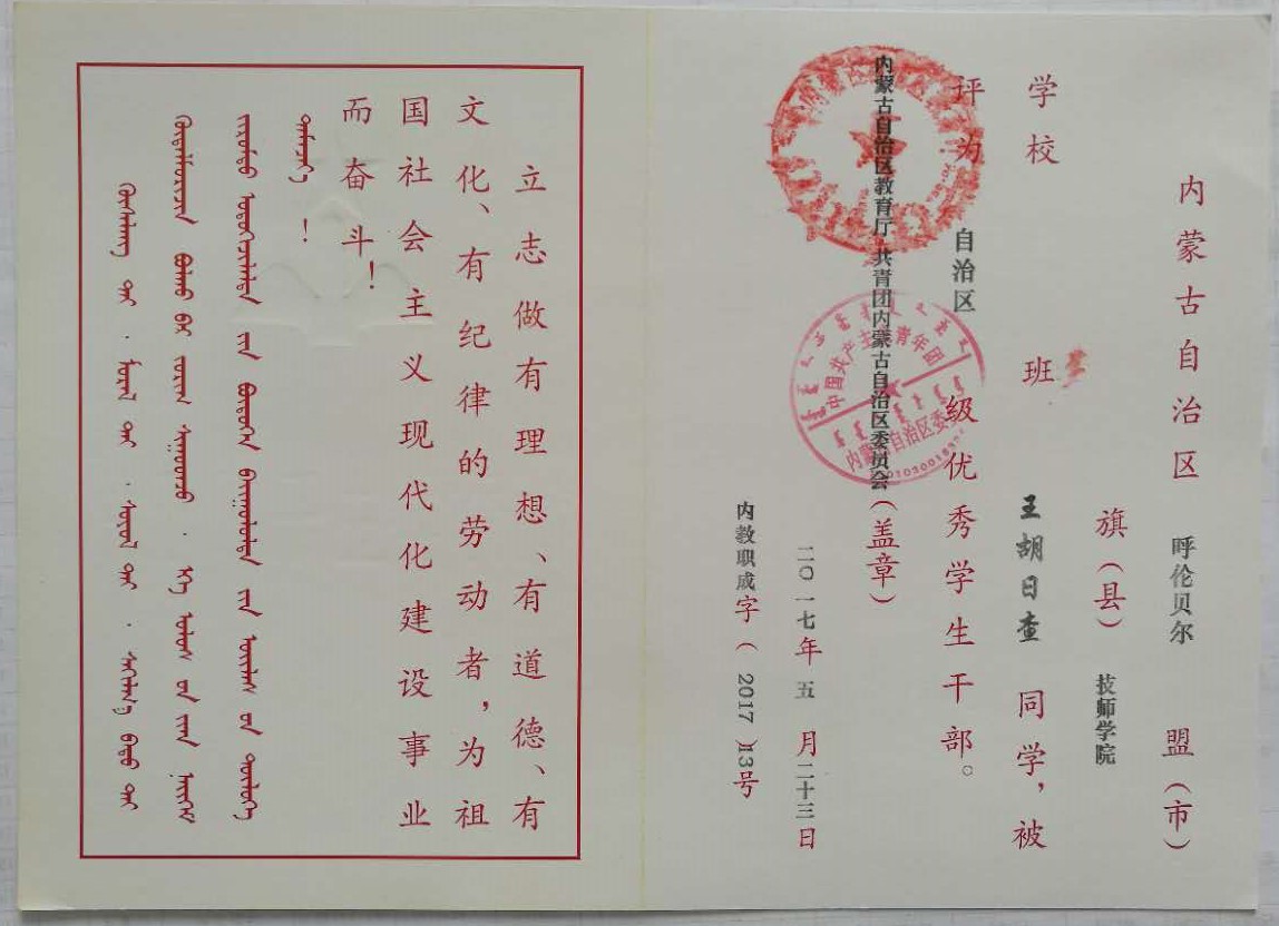 獲三好學(xué)生、優(yōu)秀學(xué)生干部獎勵名單