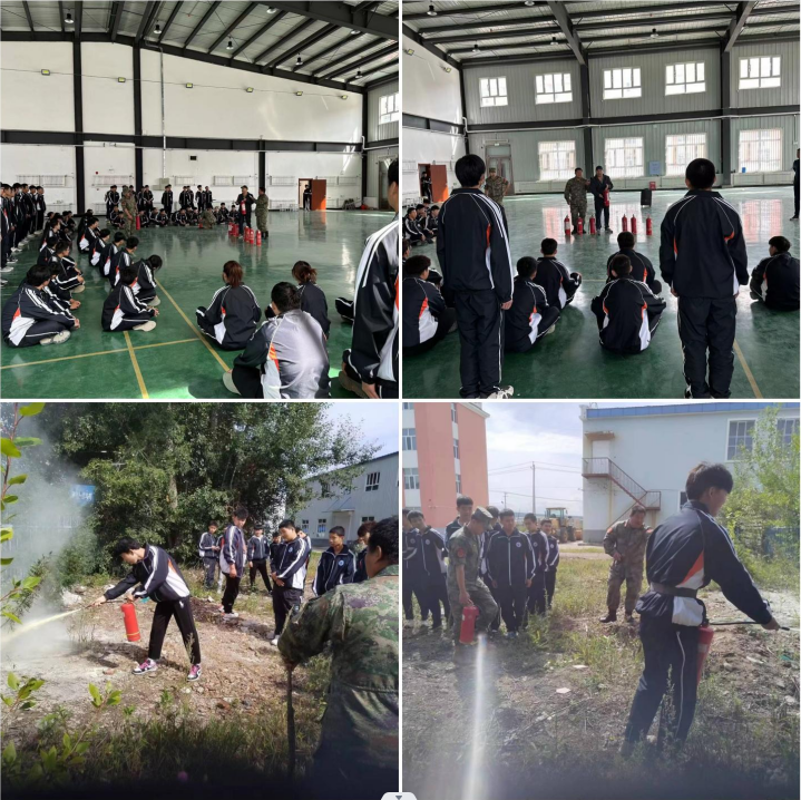 呼倫貝爾技師學(xué)院2023級新生 滅火器使用安全演練